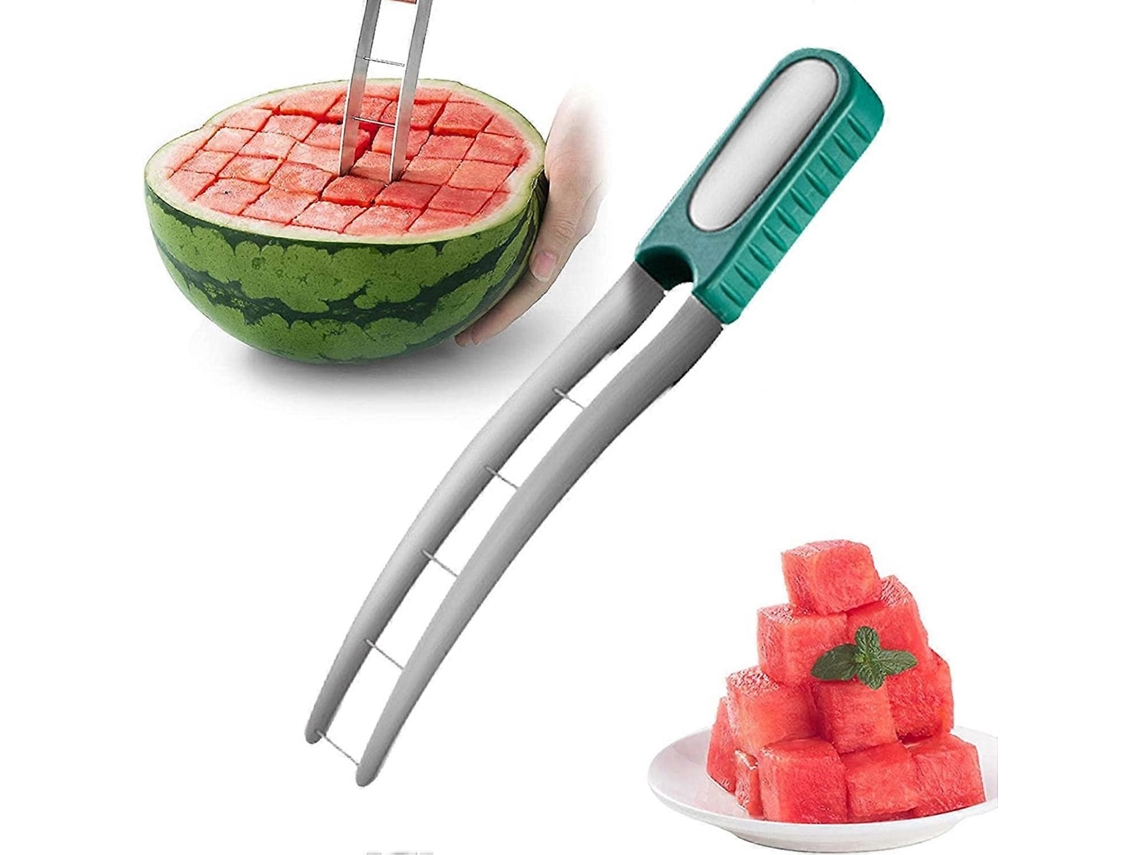 Cortador de sandía de acero inoxidable, ideal para frutas, verduras y ensaladas, herramienta de corte rápido.