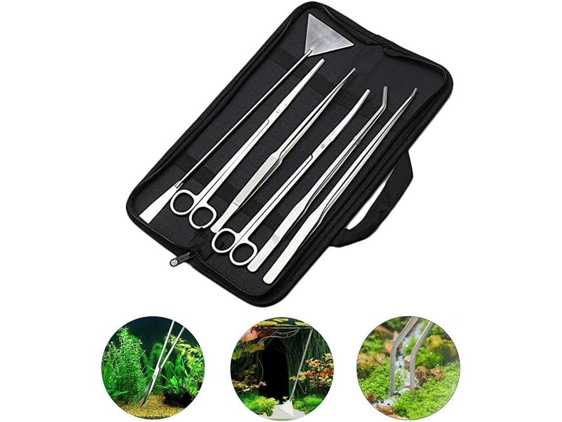 Kit De Herramientas De Acero Inoxidable 6 En 1 Para Acuarios, Ideal Para El Paisajismo Acuático Y El Mantenimiento De Plantas Acuáticas.