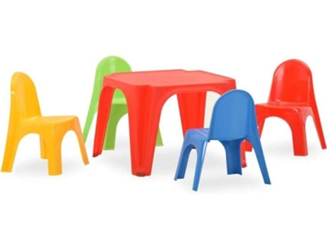 Mesa y silla para niños VIDAXL Multicolor Polipropileno (55x55x37.5 cm)