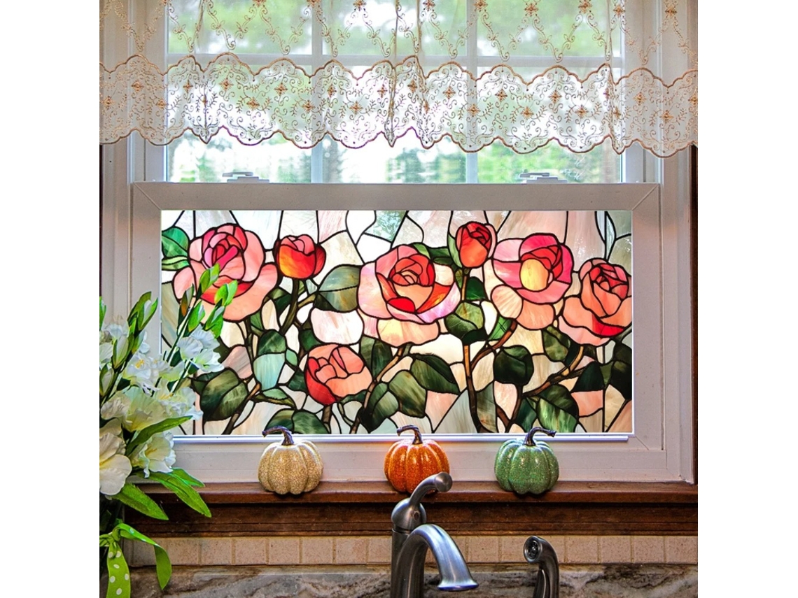 Lámina electrostática para vidrio que proporciona privacidad y bloquea los rayos UV. Ideal para ventanas de casas y baños. HEXINYIGJLY