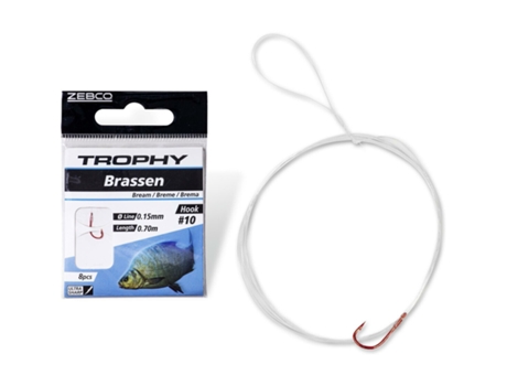 Paquete de 8 líderes ZEBCO Trophy Bream 0,20mm 70cm Taillle 6