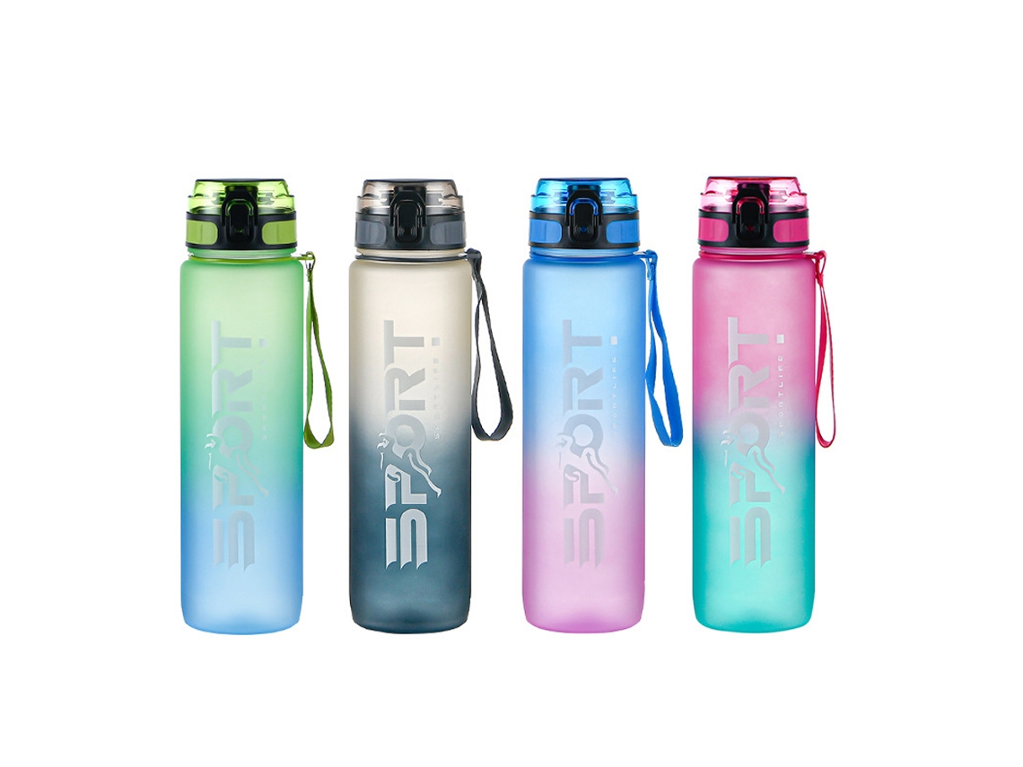 Botella De Agua Deportiva De Gran Capacidad Con Pajita Para Acampar, Hacer Senderismo Y Practicar Ejercicio, Con Cordón Para Transportarla.
