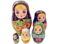Dan26-5pcs Muñecas Rusas Nesting Traditional Hechas A Mano Pintadas Juguete Regalo De Madera
