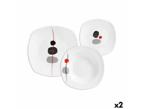 Vajilla INDE Zen (Porcelana - 18 Piezas - Cuadrado)