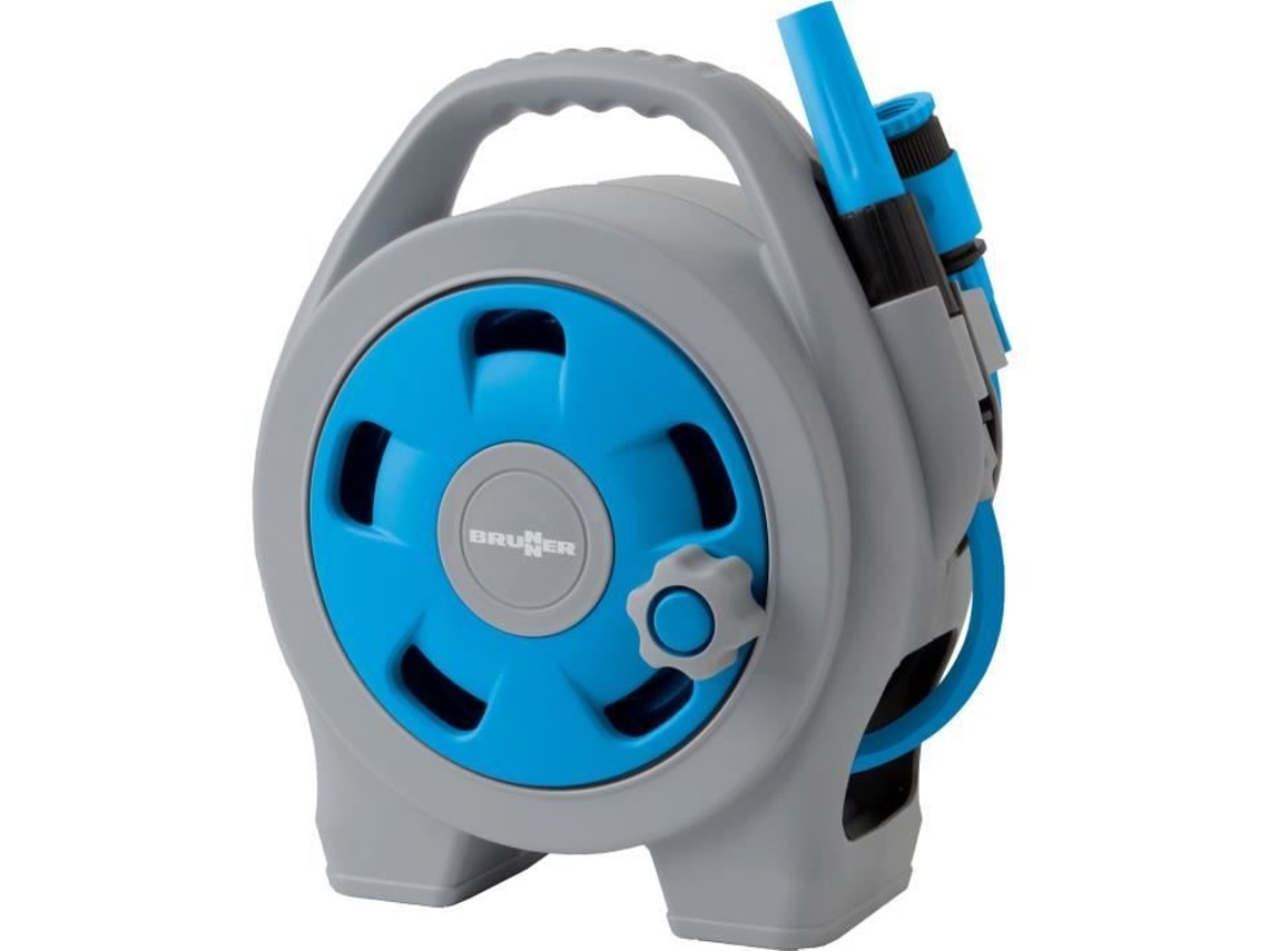 Enrollador De Manguera Brunner Aquafil Pro Jardinería Blanco Compacto Robusto Cable Integrado
