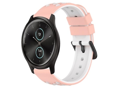 Correa para Garmin Garminmove Style 20 mm Correa de reloj de silicona porosa de dos colores rosa-blanco VENISYMLIS