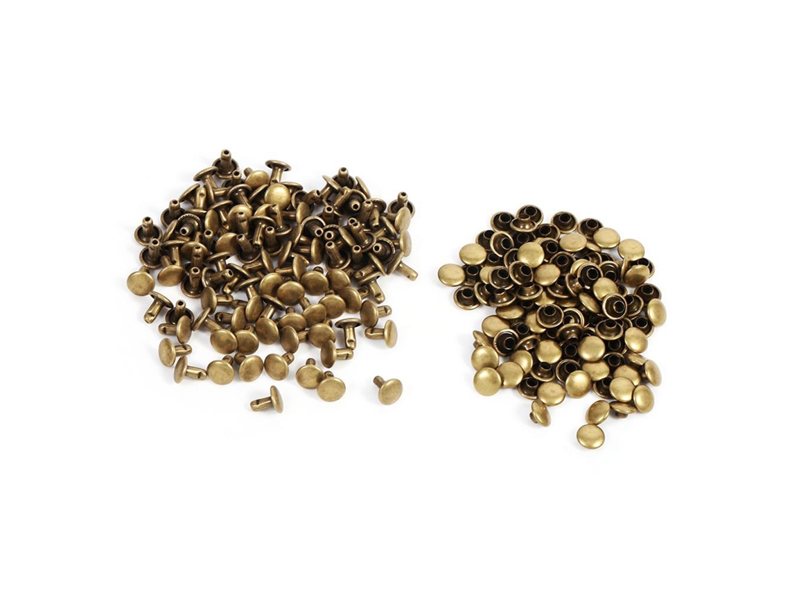 100 Juegos De Remaches De Doble Tapa De 8x8 Mm De Metal Y Hierro Para Manualidades, Cuero Y Bronce.