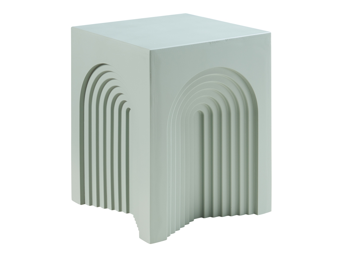 Mesa auxiliar Elverumn de MDF con diseño arqueado, 45 x 35 x 35 cm, verde mate. [EN.CASA]