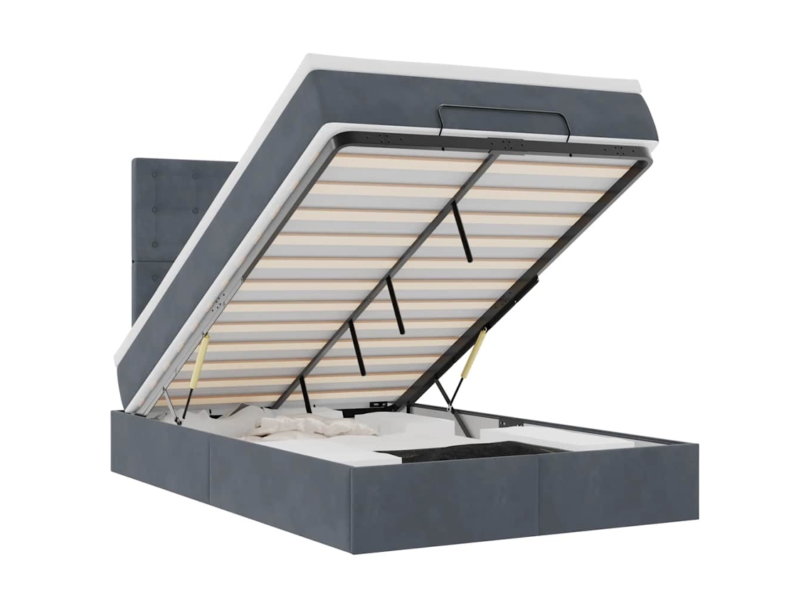 Maison Exclusive - Estructura De Cama Otomana Colchones Terciopelo Gris Oscuro
