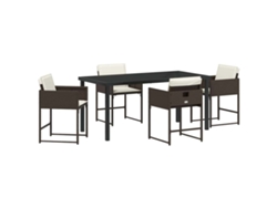Juego de comedor de jardín Vidaxl de 5 piezas en mimbre marrón