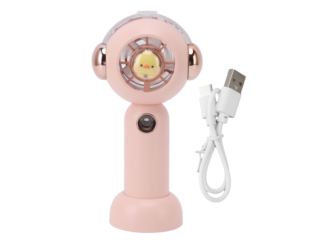 Ventilador Portátil Con Nebulizador Recargable Por Usb, Pequeño, 500 Mah, Rosa, Diseño Elegante.