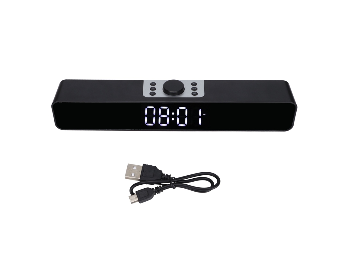 Altavoz Reloj Inalámbrico Bluetooth G12 Con Barra De Sonido Led Y Espejo, Despertador Fm