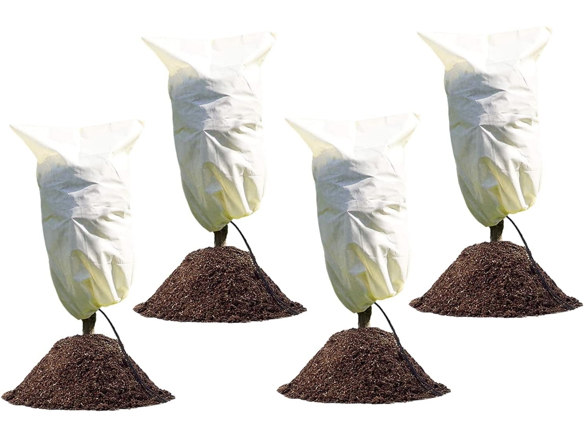 Cobertor vegetal de invierno ajustable con cordón, 4 unidades, 100 x 80 cm, protección para árboles y palmeras