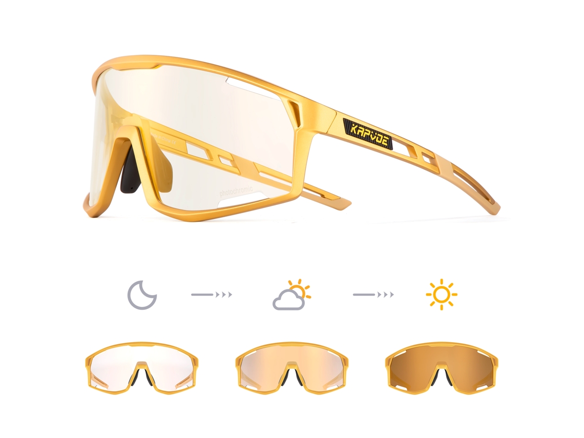 Gafas de ciclismo fotocromáticas unisex MDUG con lentes de poliacrilato translúcido y protección UV400