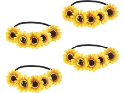 Diadema Elástica Cómoda De Girasol Con Flores Artificiales, 4 Piezas.