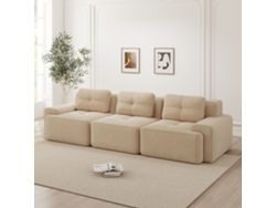 Sofá modular de 3 plazas Cloud en terciopelo pana beige, cómodo y sin montaje MOBRIO
