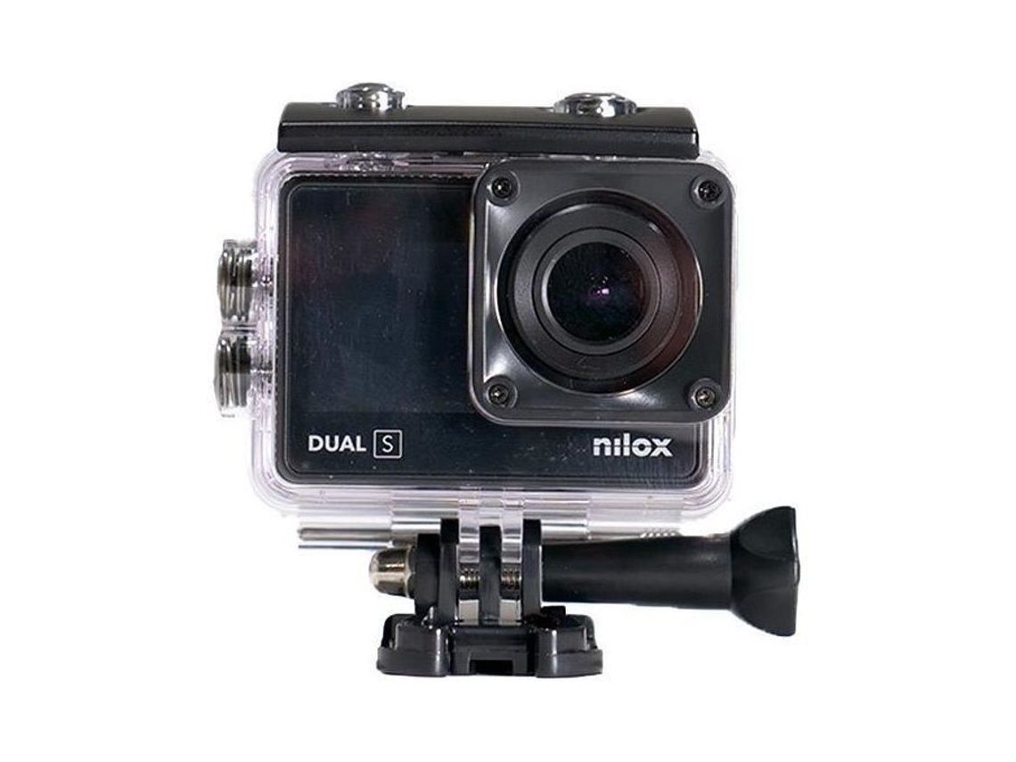 Nilox, Action Cam Dual S, Cámara de acción con resolución 4K-60 Fps, Gran angular de 170°, Tela trasera táctil, Resistente al agua hasta 30 m con NILOX