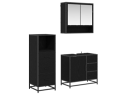 Conjunto de muebles de baño con puerta, 3 piezas, roble negro, MAISON EXCLUSIVE
