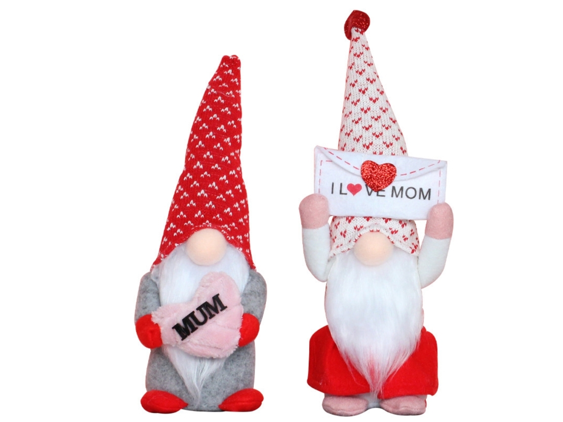 2 Muñecos Sin Rostro "i Love Mom" Regalo Del Día De La Madre Muñeco De Peluche De Elfo Barbudo Decoración Del Hogar
