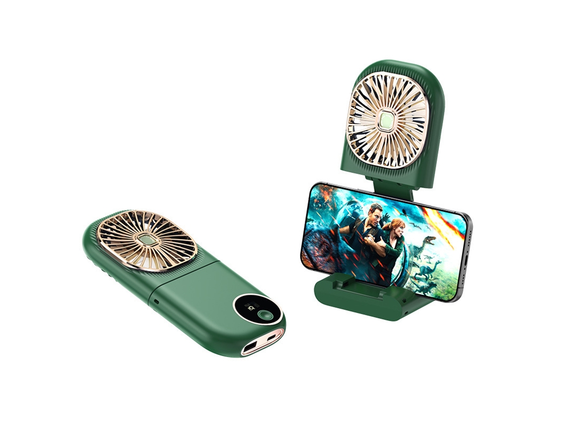 Ventilador De Mano Plegable Con Cordón Para Colgar: Mini Ventilador Multifuncional Y Portátil - Verde