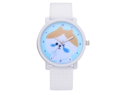 Reloj De Pulsera Para Mujer Con Dial Redondo Y Correa De Silicona Patrón Cute Cartoon Azul Cielo