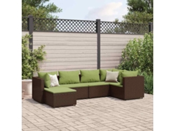 Conjunto de jardín de 6 piezas con 6 cojines de mimbre marrón DKD Home Decor