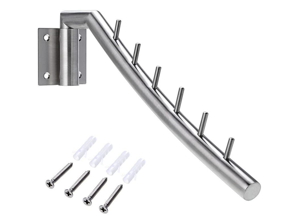 Ganchos De Pared De Acero Inoxidable Con 6 Ganchos Giratorios De 180°, Para Ropa, Toallas Y Organización Del Espacio.