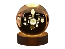 2026-luz Nocturna De Cristal 3d Con Base De Madera, Esfera Luminosa Grabada Interior Para Decoración Hogar