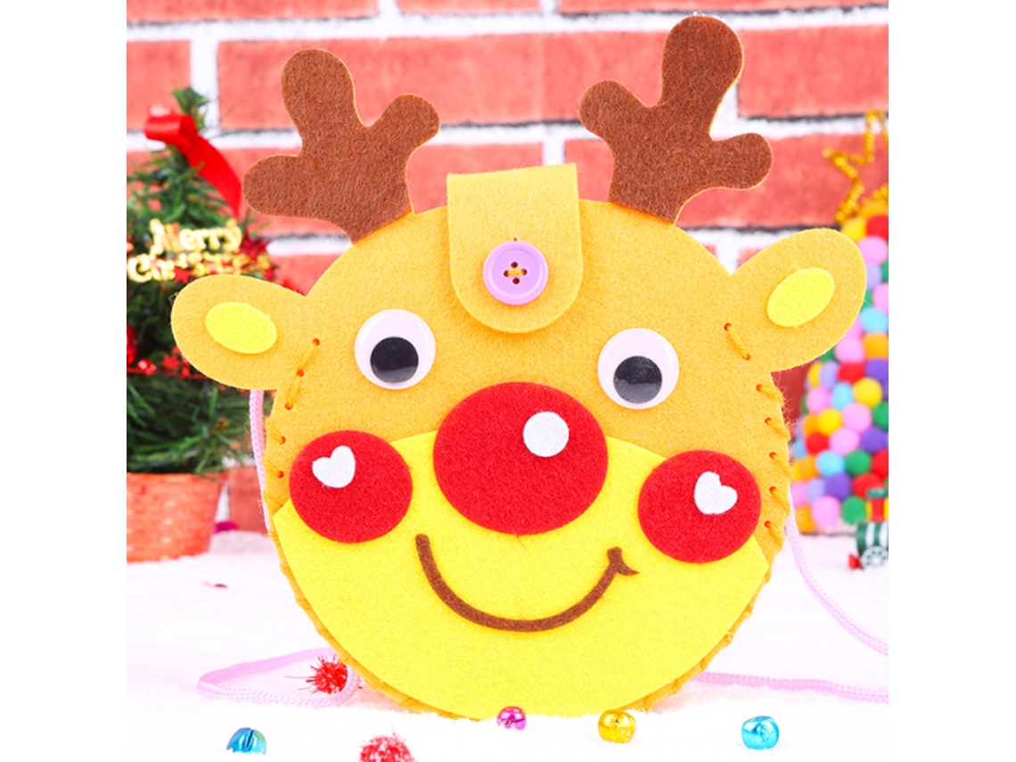 Ats-manualidades Navideñas De Fieltro Para Diy: Adorno De Sewing Navideño Cute, Juguete Y Bolsa Artesanal (elk)
