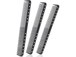 Peine de corte fino de 3 piezas, peine de resina resistente al calor (negro)