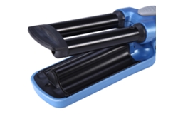 Plancha De Rizado Eléctrica De Tres Barriles Mini Herramienta De Peinado Pelo Azul