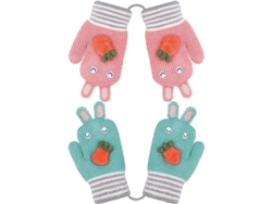 2026-47398-guantes Tejidos Para Niños 1-3 Años Con Forro Peludo Invierno Regalo Navidad 2 Pares