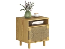 Mesa Cabeceira Boho Porta Corda Papel Nicho Aberto 45x39x50 Carvalho