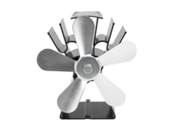 Ventilador De Sobremesa Con 5 Aspas Y Base Trapezoidal Para Estufas De Queroseno Y Leña - Plateado