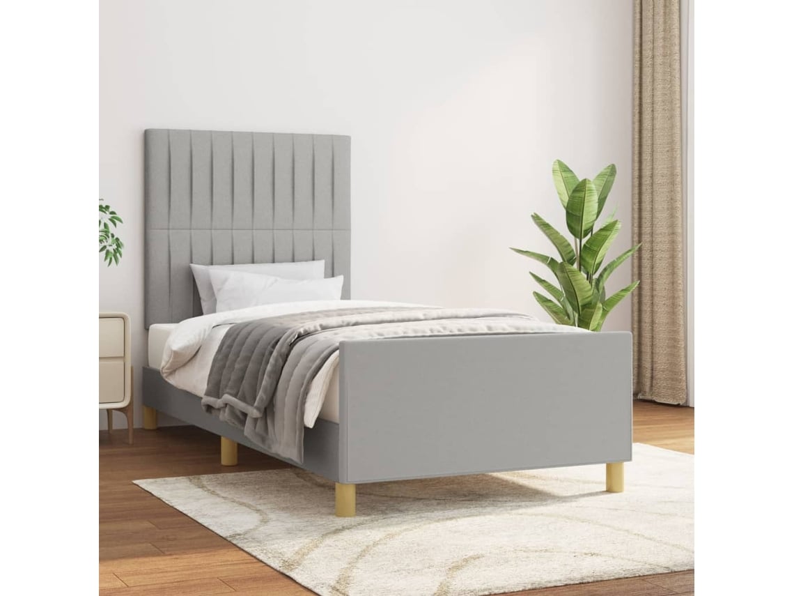 Estructura De Cama Sin Colchón Tela Gris Claro 80x200 Cm