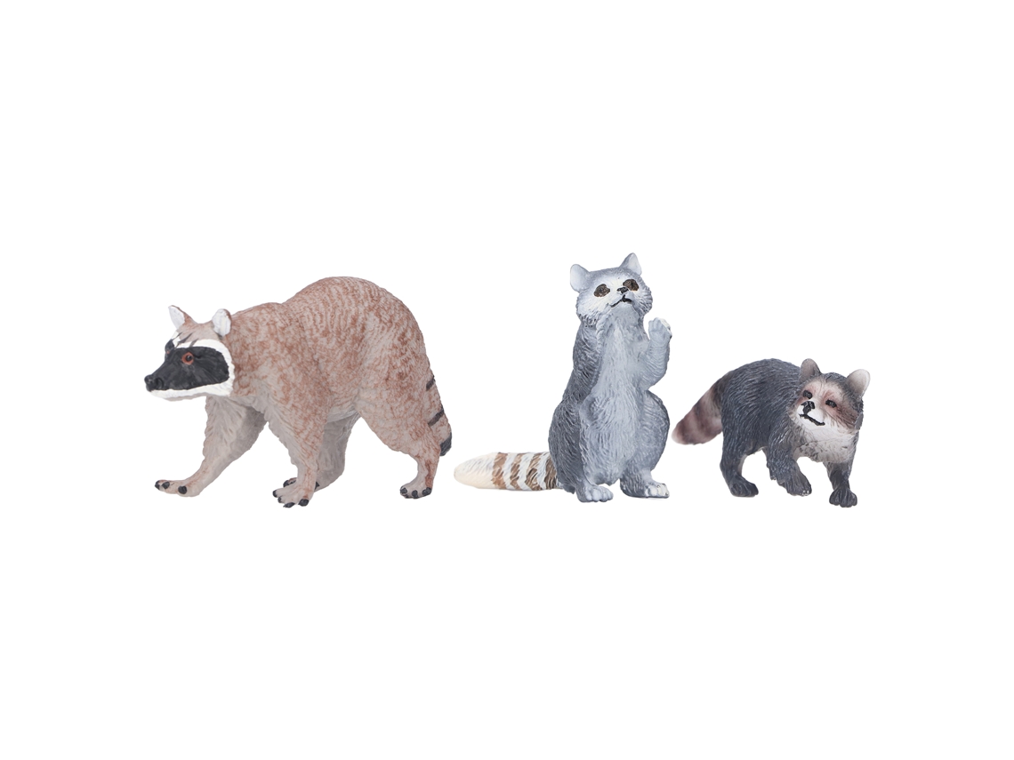 Ats-3 Piezas Modelo De Mapache Juguetes Mini Simulados Estáticos Para Niños De 3 Años Decoración De Escritorio Animales Del Bosque