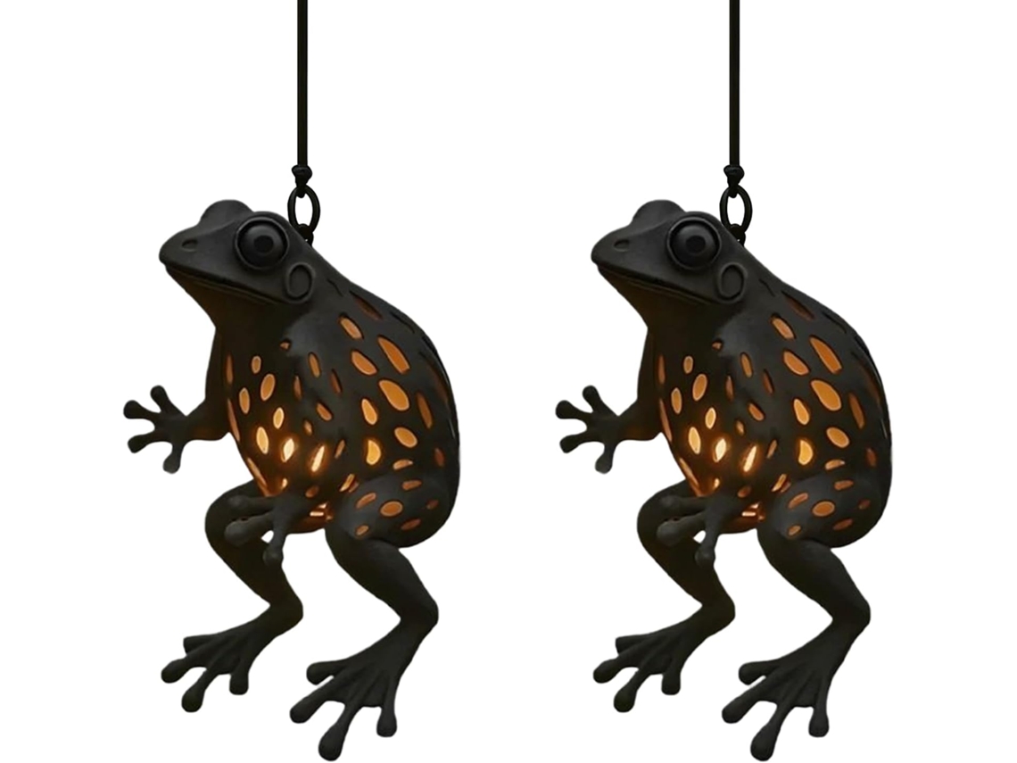 Lámpara de rana - Lámpara adorable y resistente a la intemperie - Adornos luminosos de rana negra