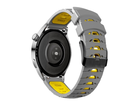 Correa de Silicona 20mm dos colores con orificios trapezoidales de tres filas para Samsung Galaxy Watch4 40mm/44mm/Garmin Venu 2 Plus - gris/amarillo