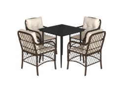 Maison Exclusive - Set Comedor De Jardín 5 Piezas Y Cojines Ratán Sintético Marrón