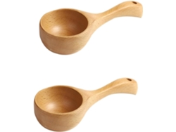 Juego De 2 Cucharones De Madera Multiusos Para Agua De Sauna Con Mango Cómodo.