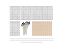 Kit para velas: 100 mechas, 100 tiras adhesivas de doble cara, 50 portavelas, 10 soportes de madera (sin marca).