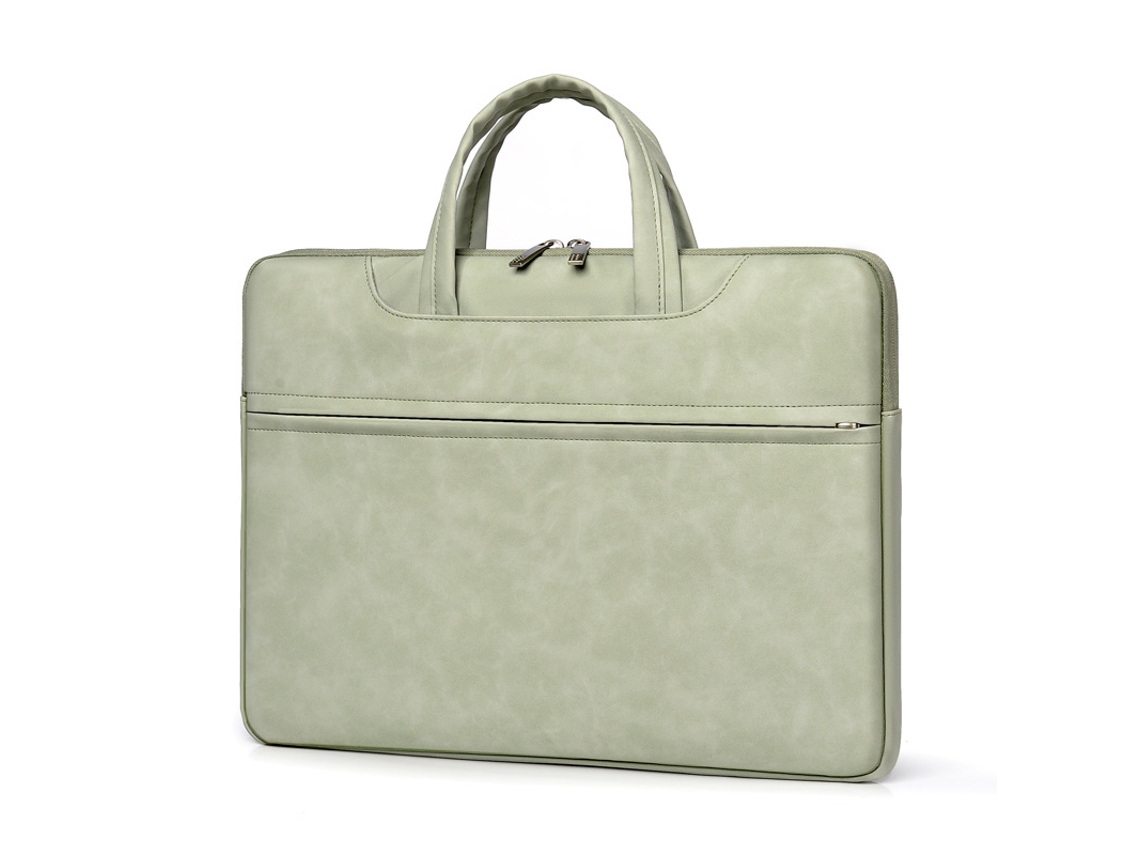 Bolsa para portátil de 14 pulgadas, hecha de material de PU impermeable, estilo bolso de oficina, verde, Hexinyigjly