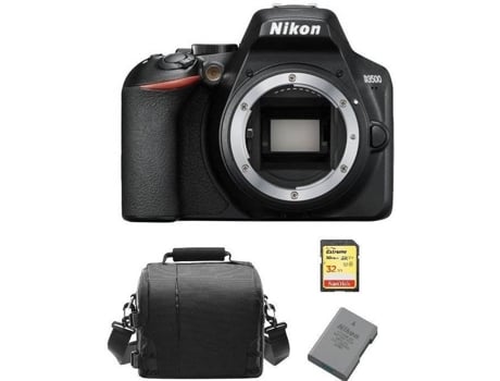 Kit Cámara Réflex NIKON D3500 Corpo Negro + Tarjeta SD de 32GB + Funda para cámara + bateria EN-EL14A