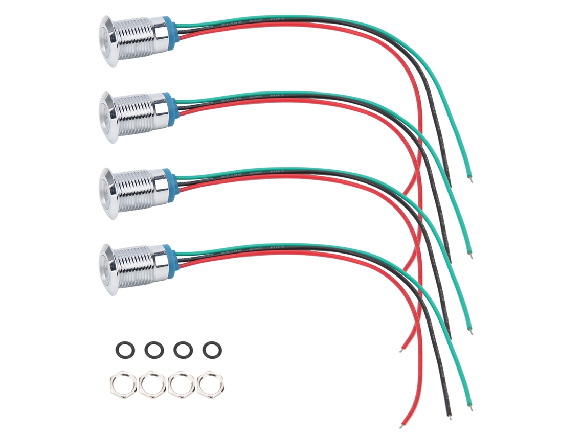 Juego De 4 Luces Indicadoras Led Impermeables De 12 Mm, 110-220 V, Rojo Y Verde, Cátodo Común.
