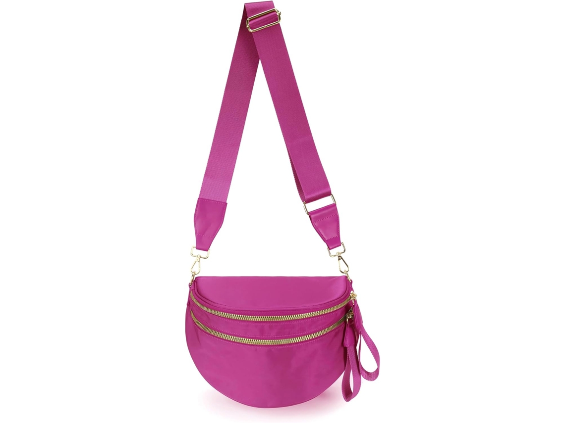Bolso bandolera espacioso de nailon, riñonera, bolso de mano, cartera, bolso de hombro de moda para mujer, rosa