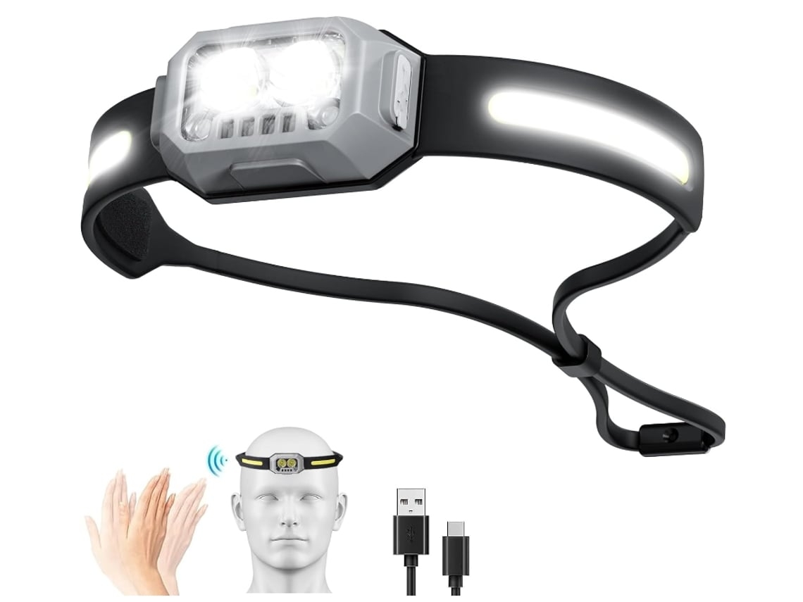 Linterna frontal LED ultraligera recargable Yunzii YD2305, 1000 lúmenes, 4 modos, color negro