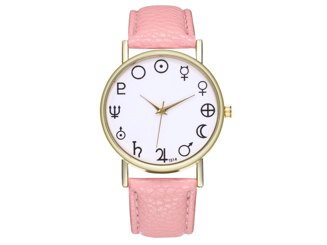 Elegante Reloj De Pulsera Analógico De Cuarzo Con Correa De Pu Para Mujer Y Hombre (rosa)
