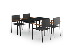 Maison Exclusive - Juego De Comedor Para Jardín 5 Piezas Negro