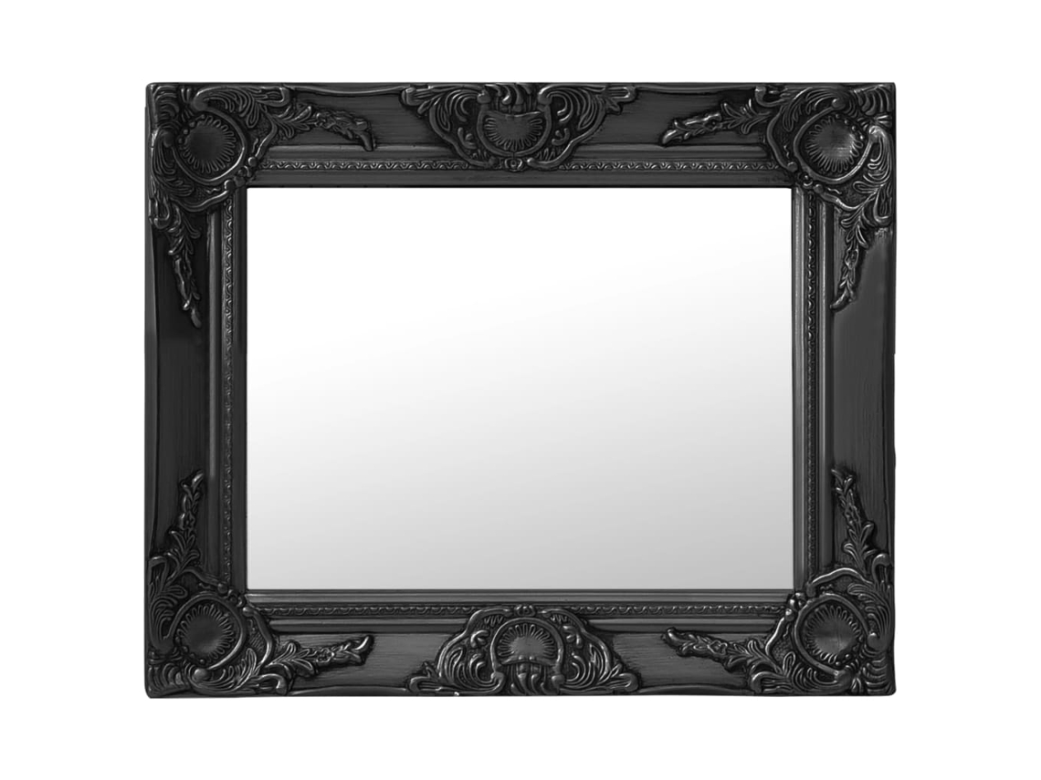 Espejo de Pared Estilo Barroco 50X40 cm Negro Decoración
