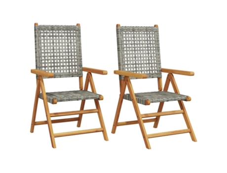 Conjunto 2 Silla De Jardín VIDAXL Gris Madera de acacia